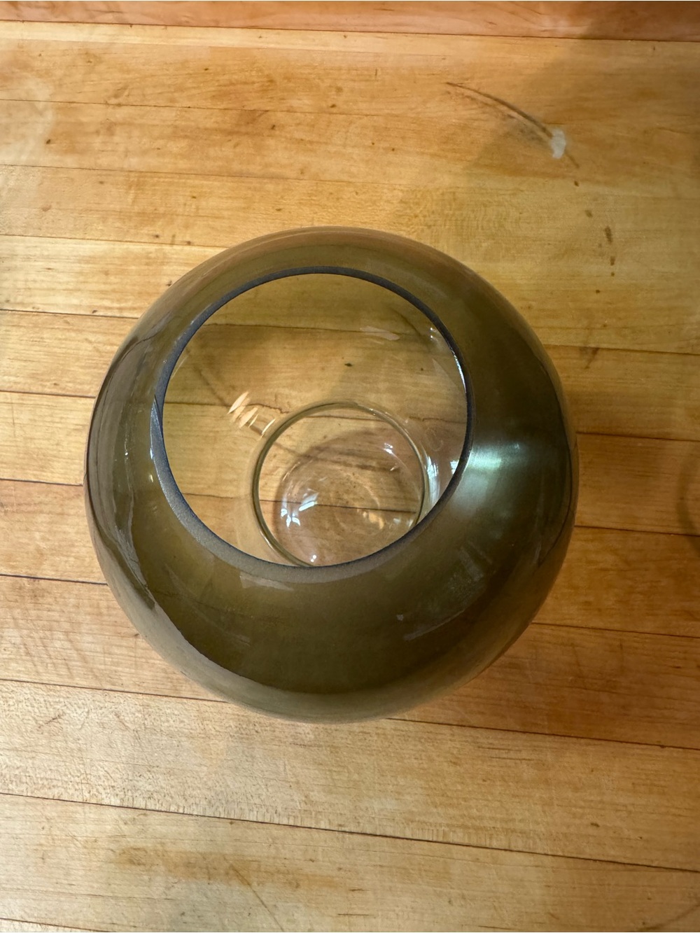 Glass Mushroom Decorative Vase in Olive Green - Picture 3 of 5